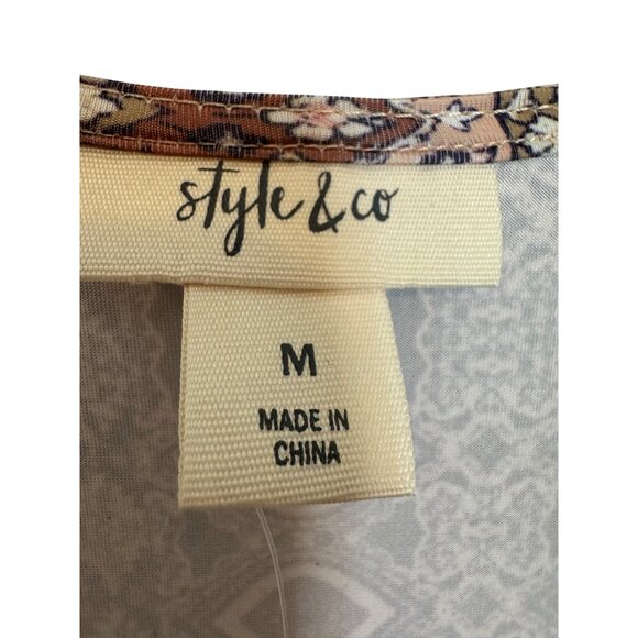 Style & Co Womens Bohemian Patchwork Floral Tunic Blouse M Multicolor Polyester/ - Picture 5 of 7